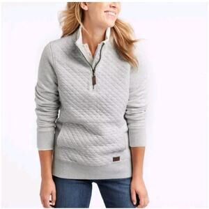 L.L. Bean Pullover Women Sz XS Gray Long Sleeve Soft Quality Quilted Quarter Zip